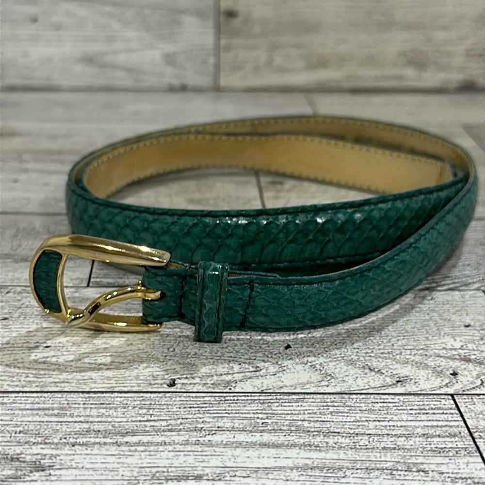 Vintage turquoise snake skin thin fashion belt size medium